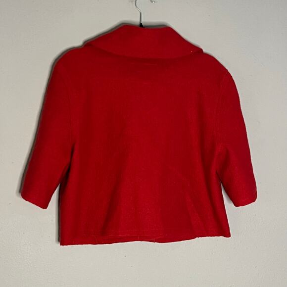 Vintage LAL Red Wool Short Sleeved Cropped Peacoat Jacket Size Large - Picture 4 of 4
